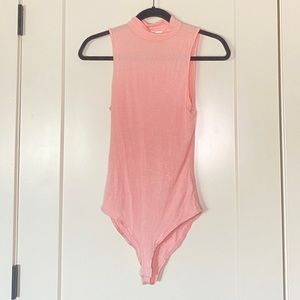 Moa Moa pink rubbed mock neck bodysuit